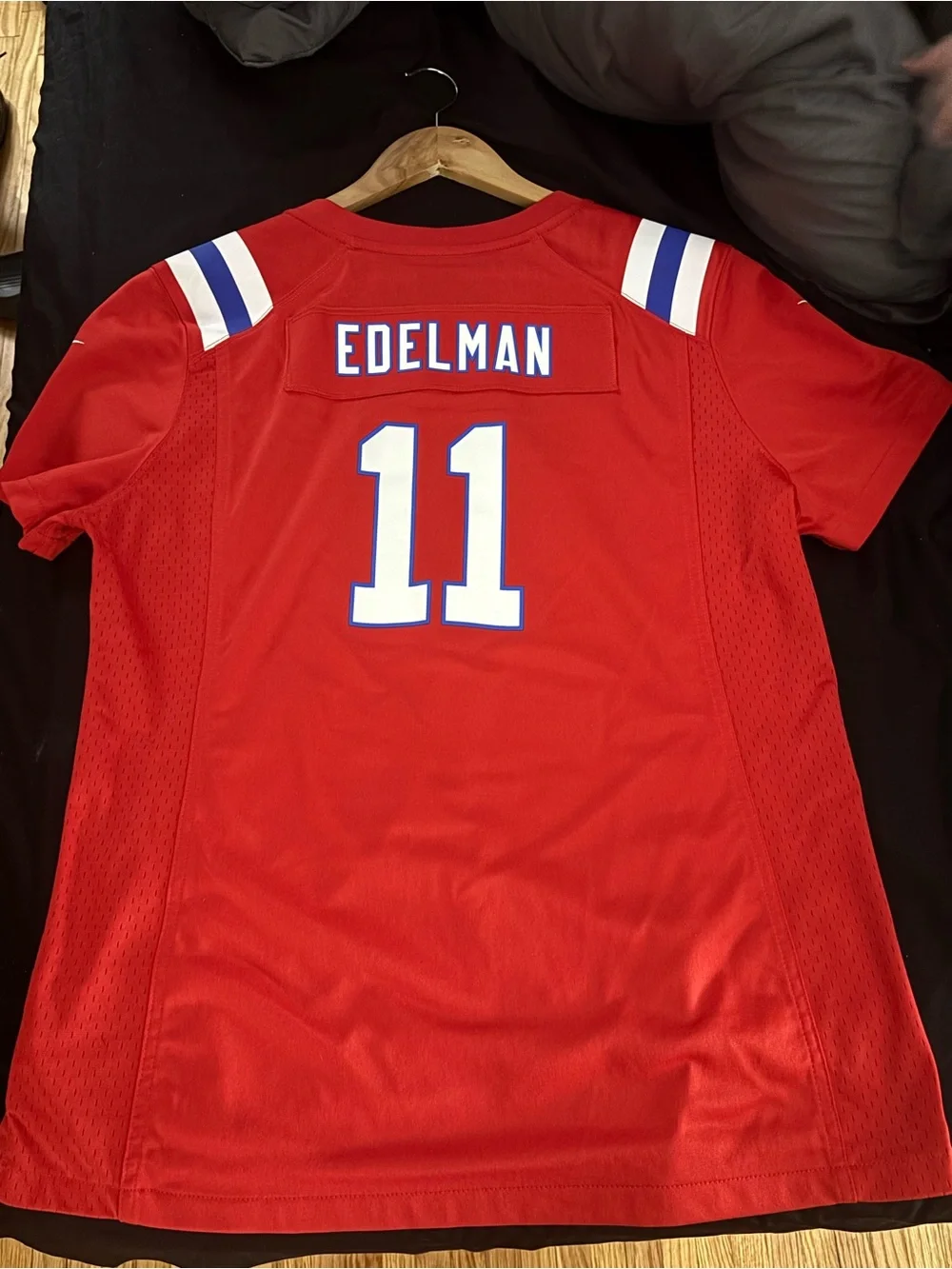 Nike Red Football Jersey with White and Blue Accents #11